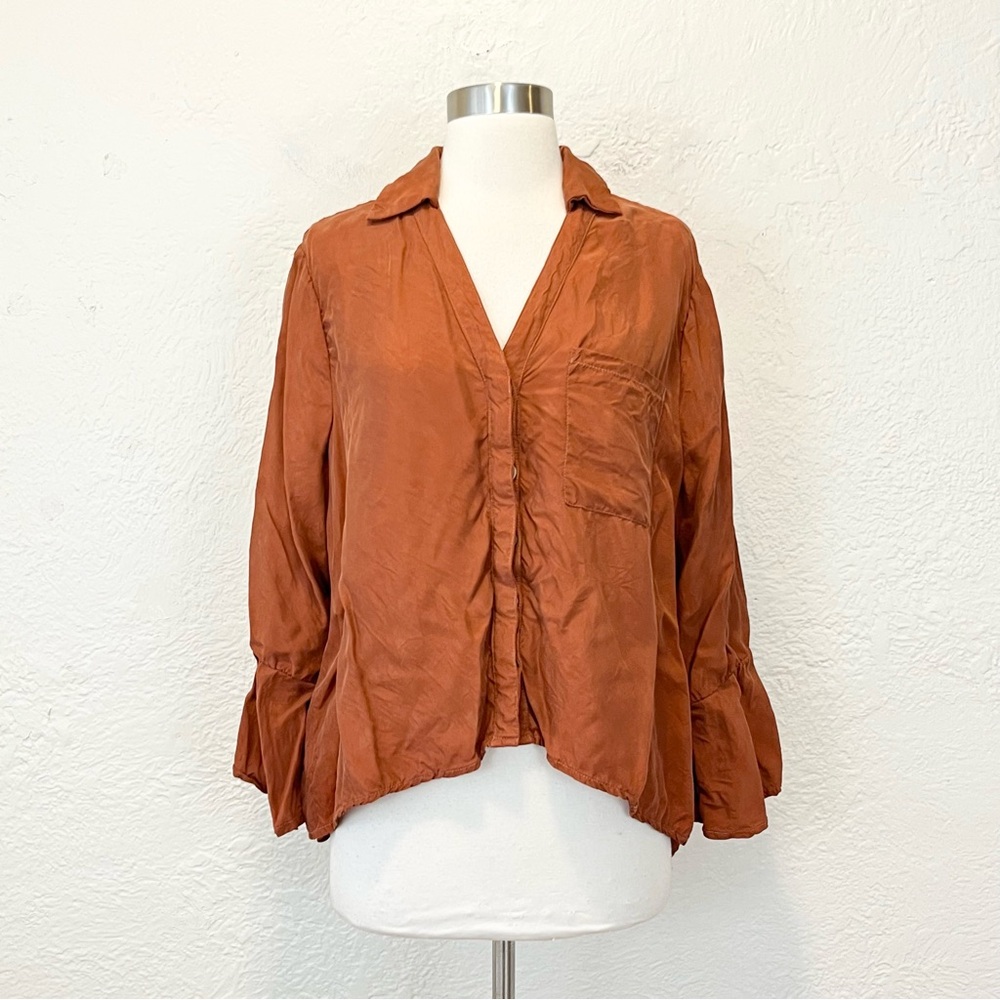 Sancia Shirt Top Blouse Rust Orange Terracotta Garmentory Anthropologie XS